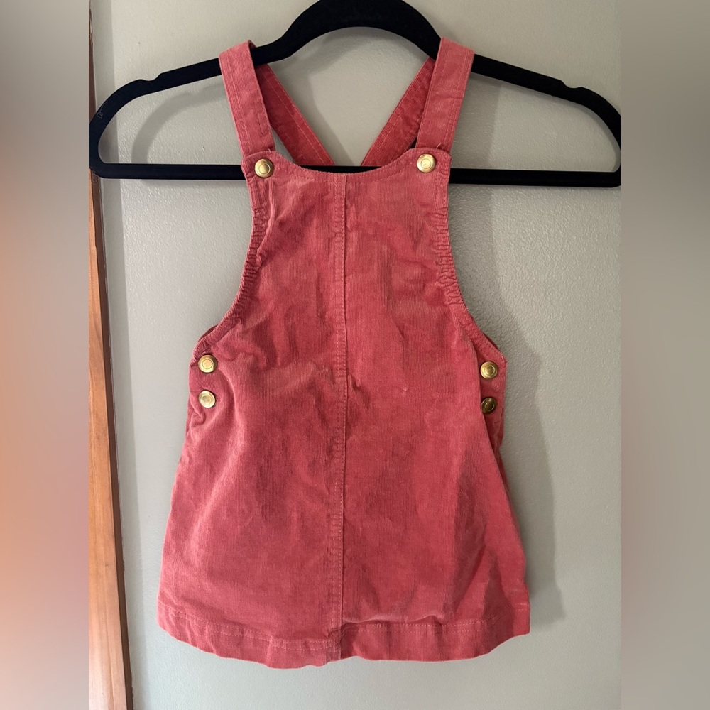 Pink Girls Tahari Corduroy Overalls with Gold Buttons